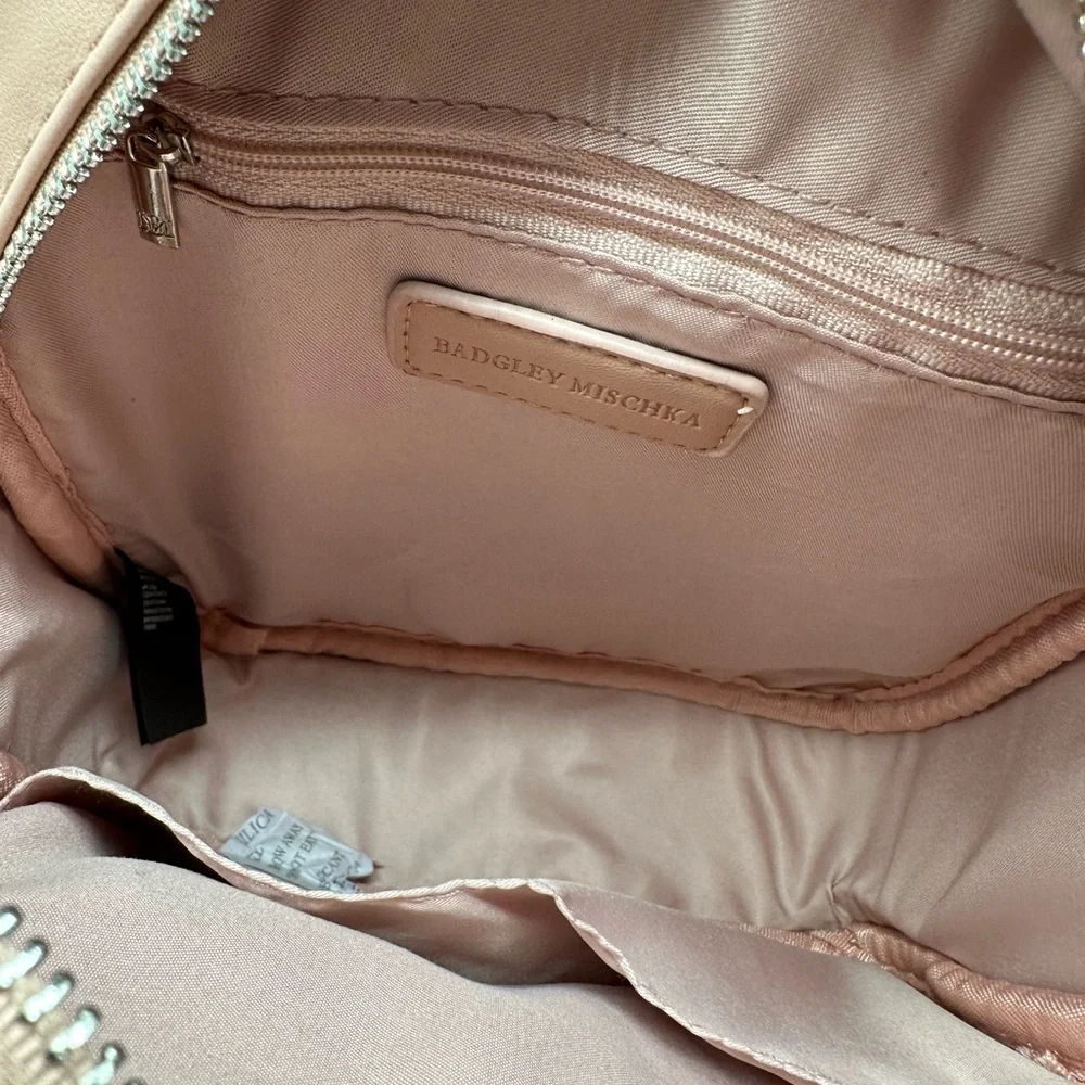 BADGLEY MISCHKA | Blush Pink Silver Studded Mini Backpack Vegan Leather NWT